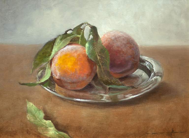 "Peaches, Proverbs 27:19" 9x12 oil on linen