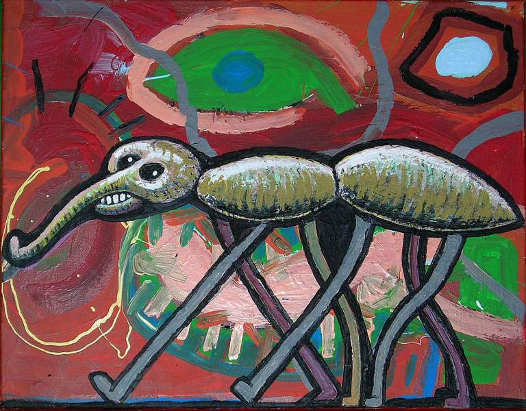 "Lunar tick", Mixed-media on canvas, 16 inch x 20inch, 2007