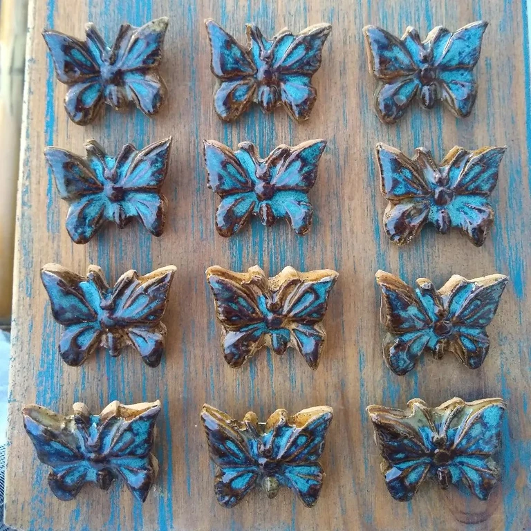 "Butterfly Pins" Ceramic, 2022, I absolutely love how these pins tuned out, will make more soon